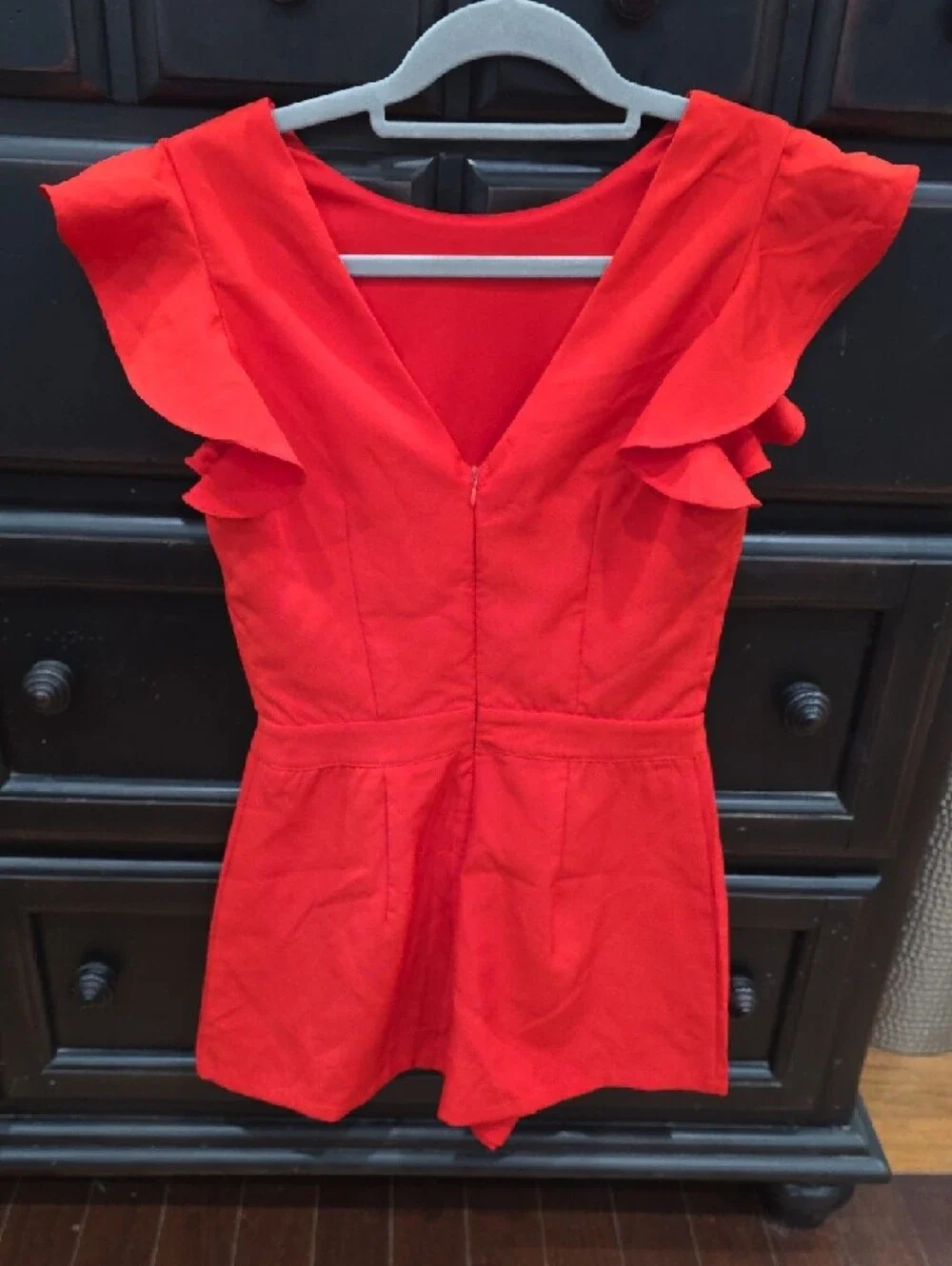 TCEC‎ Red Orange Ruffle SleeveRomper